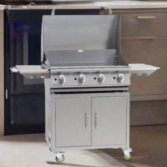 Bull 30" Griddle Complete Cart, LP Gas, Stainless Steel (92008, 45551)